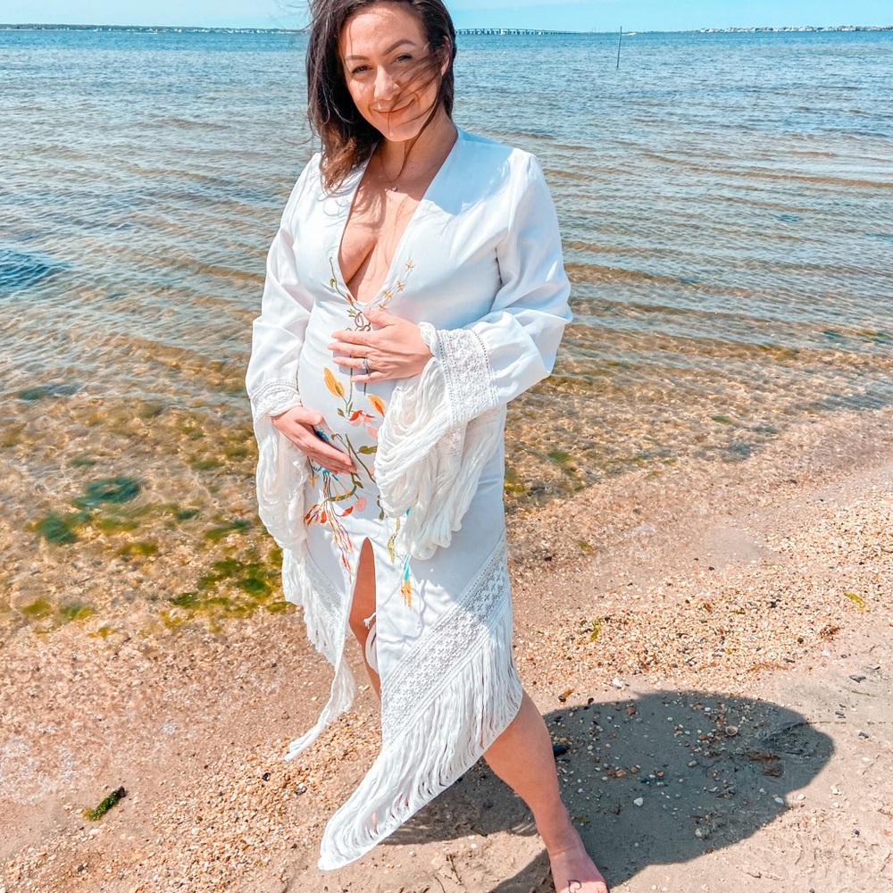 Boutique Boho Dress with Embroidering and middle slit